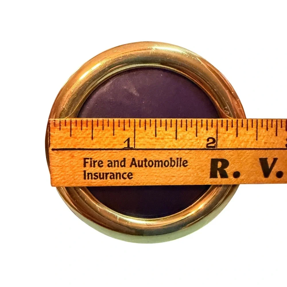 Solid Brass Mini Photo Frames Round Heart-Shaped Polished Lacquer Coated Regency